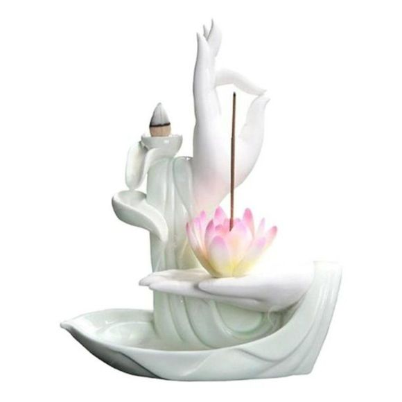 Nirvana Incense Burner Statue with Lotus | Buddha Hand Fengshui Home Decor #289 - Picture 4 of 4